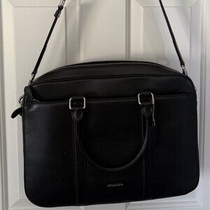 Gorgeous Clean COACH F71681 BLACK Crossgrain LEATHER Slim Briefcase Bag - UNISEX